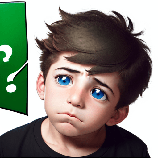 AI generated: An attractive boy scratching his head puzzled. A speech bubble from above the boy's head has a quest...