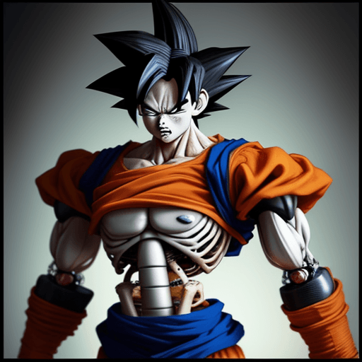 AI generated: 
Goku transformed into a Terminator T-800 model skeleton