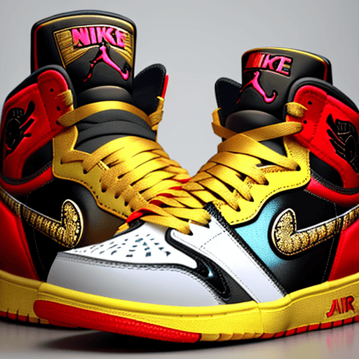 AI generated: 3d physical Nike Air Jordans inspired by Inca's ornament, intricate details, background is Inca's de...