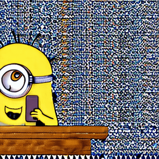 AI generated: cute yellow minion holding an Big cup of coffe 