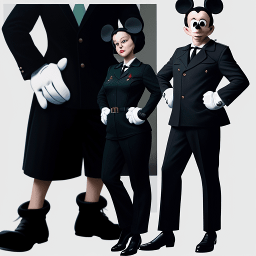 AI generated: mickey mouse as a russian spy, in full kit, KGB, 1960s, full body front portrait, well lit, maybe in...
