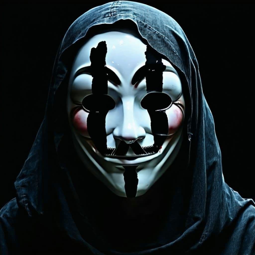 AI generated: digital wallpaper portrait of an anonymous, no face, gloomy background, horror, brutal, majestic, ci...