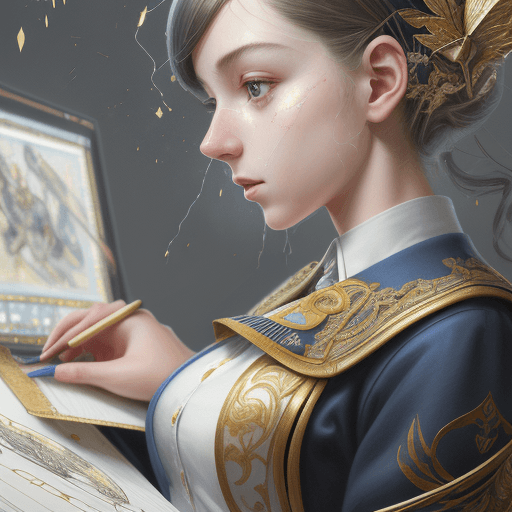 AI generated: Masterpiece close-up illustration of a student using a computer wearing uniform Iikhy the fair, uniq...