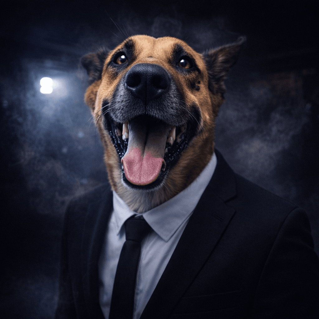 AI generated: Now turn it into a berlin techno black suit