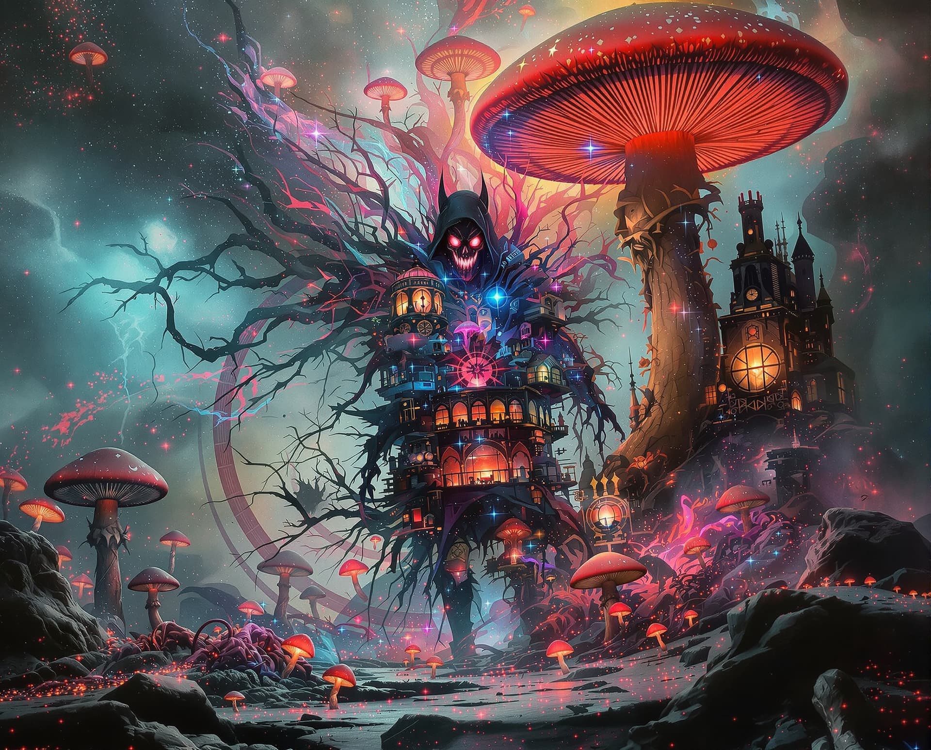 AI generated: Damnation wicked haven, I cant hide their way. You can't hide, evil calls your name, walking, buildi...