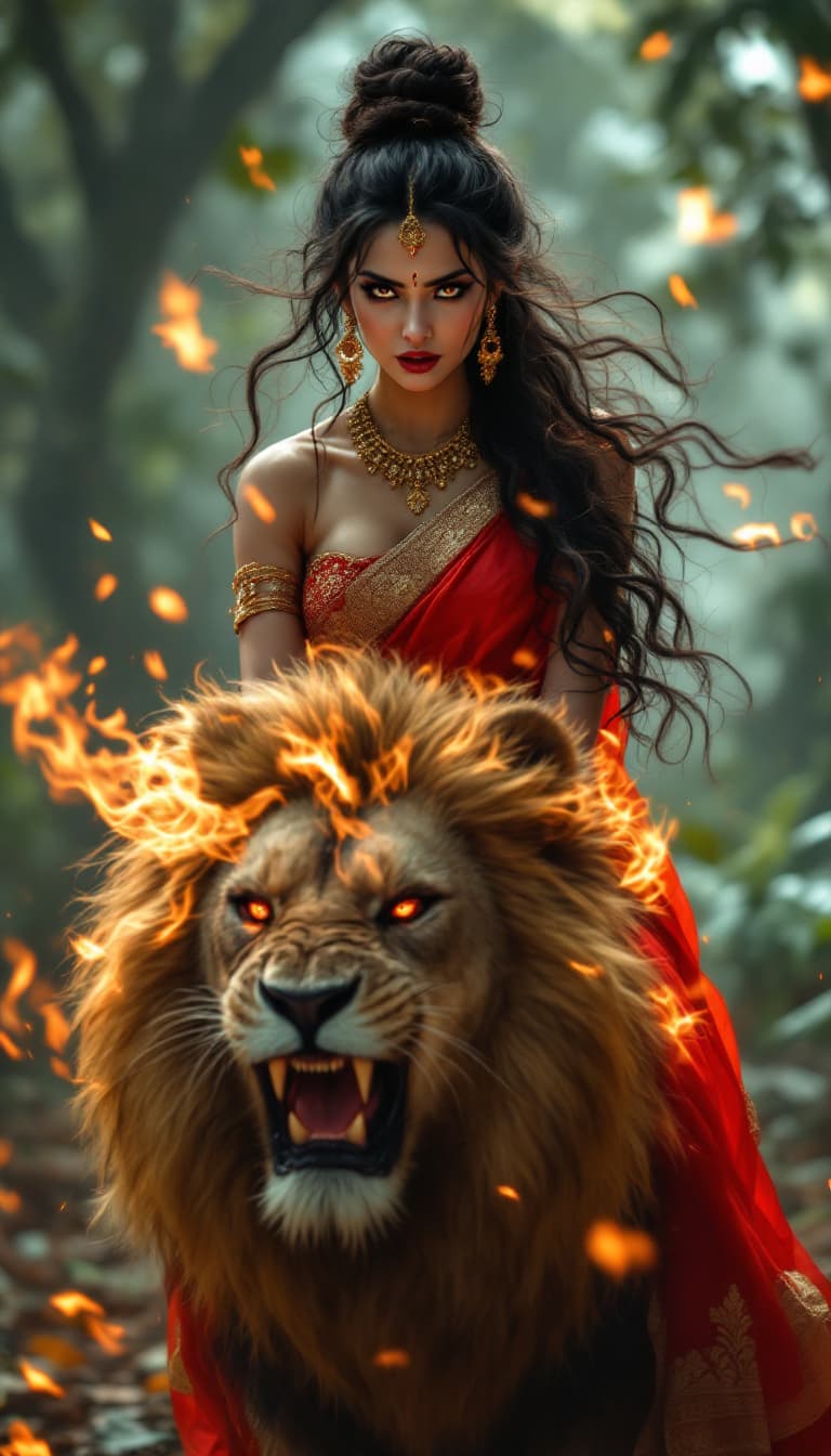 AI generated: full body view  of most beautiful kurdish girl , most beautiful girl in elegant bold color red saree...