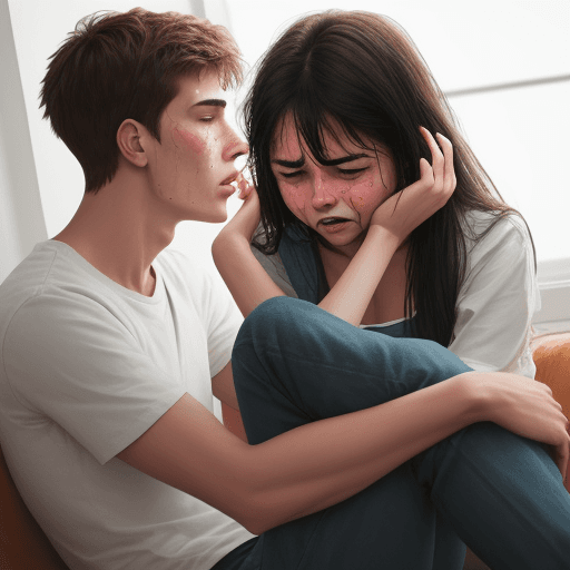 AI generated: A girl with her boyfriend and crying