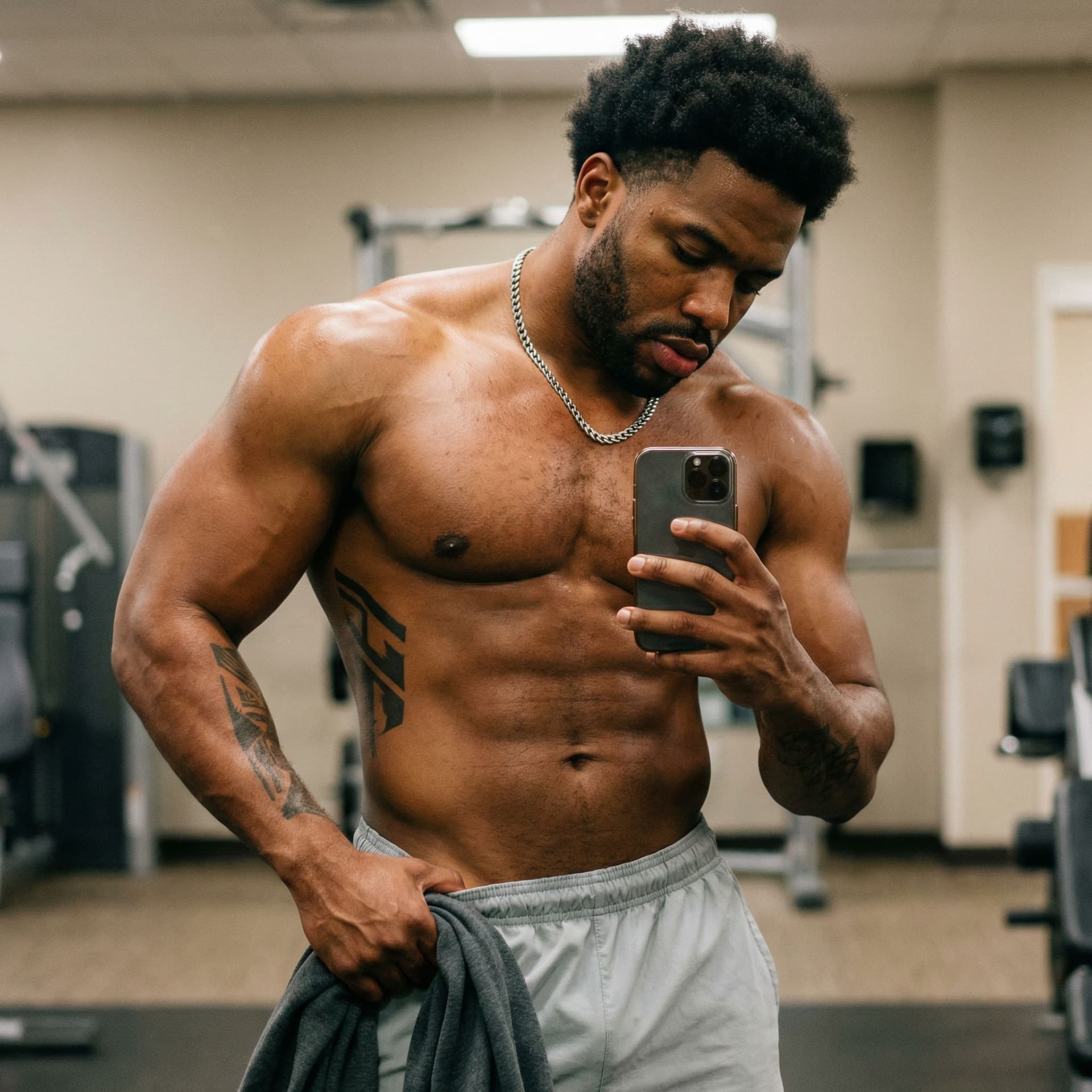 AI generated: Photographie hyperréaliste d’un homme haïtien adulte, environ 30–35 ans, se prenant en photo dans un...