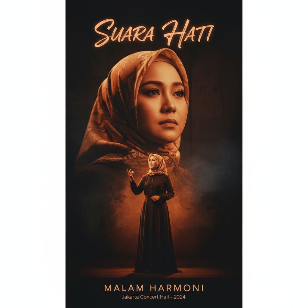 AI generated: Create a 3:4 vertical hyperrealistic poster featuring a hijab-wearing Indonesian woman from [FIGURE ...