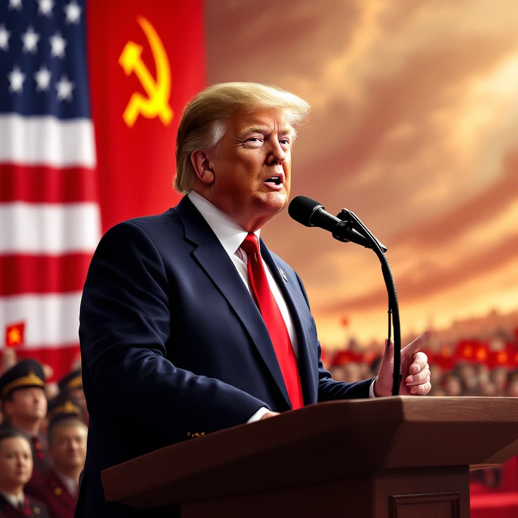 AI generated: Donald Trump addressing the communist party. 