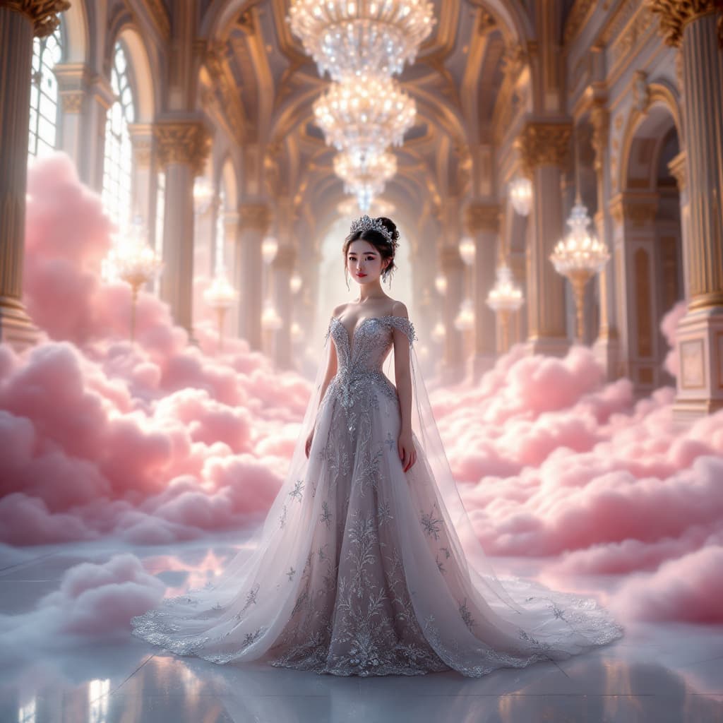 AI generated: https://s.mj.run/mYKx_xKzbPQ A grand and dreamy half-body portrait of a Chinese young girl standing ...