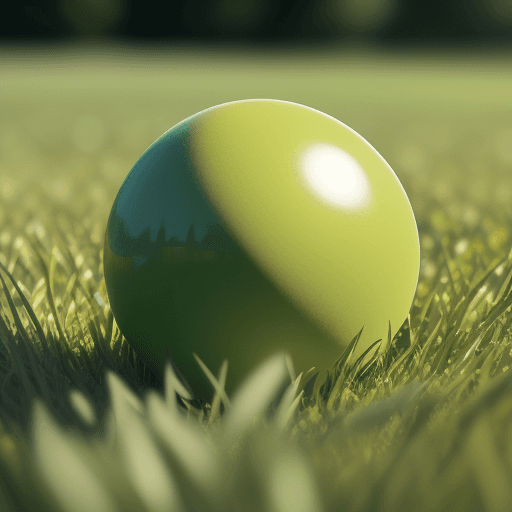 AI generated: Photorealistic Image of a green toy Ball, in Green Field, Soft Focus, High Resolution (4K), 50mm Len...