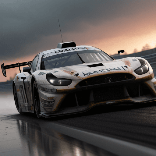 AI generated: Photo of a ultra realistic Race car driver standing on a race track, dramatic light, pale sunrise, c...