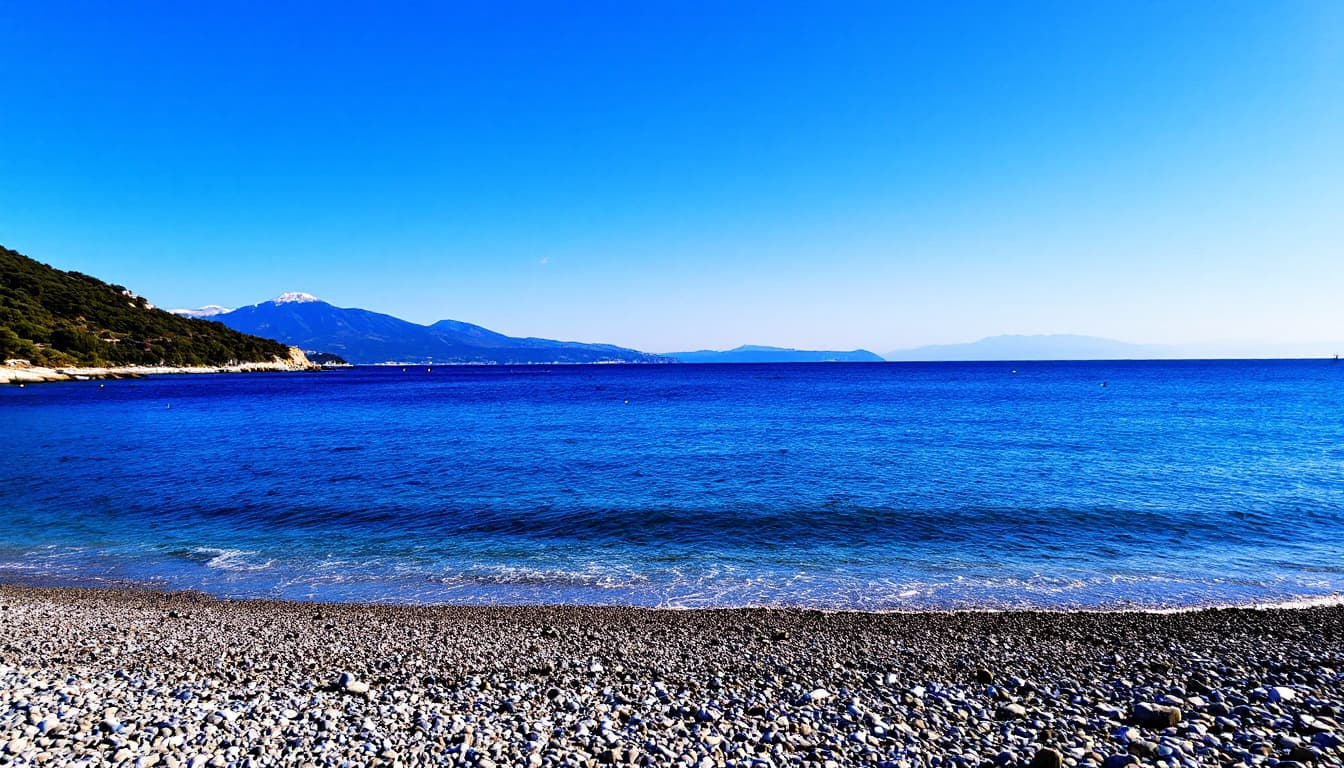 AI generated: make a photo in the beach in greece