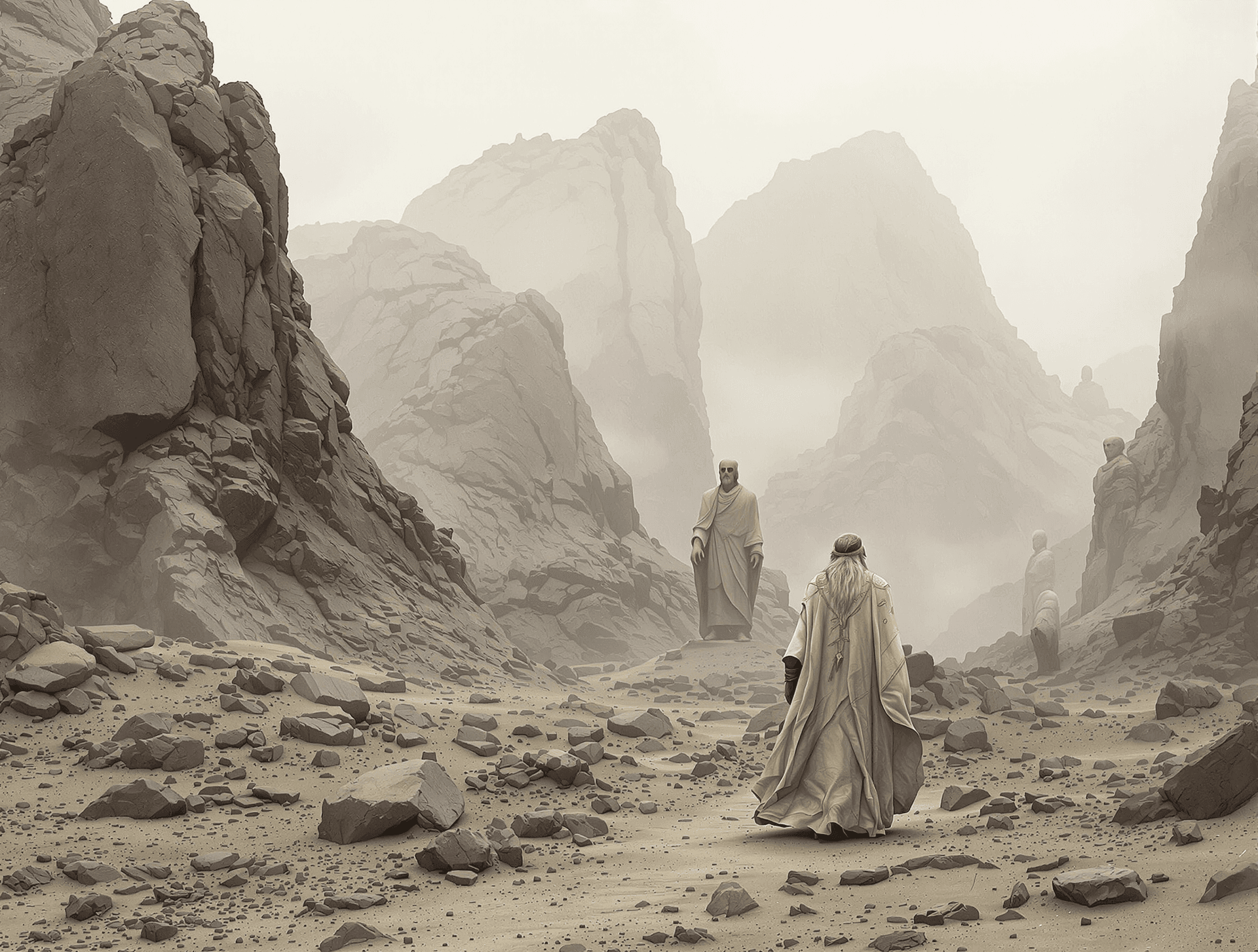 AI generated: /Artprompt Sci-fi, an (ancient looking man:1.3), who looks (like a Prophet from Biblical times:1.5),...