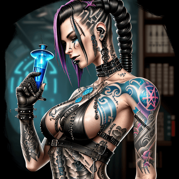 AI generated: cyperpunk, masterpice of tattoo, kopfgeldjäger, fantasy