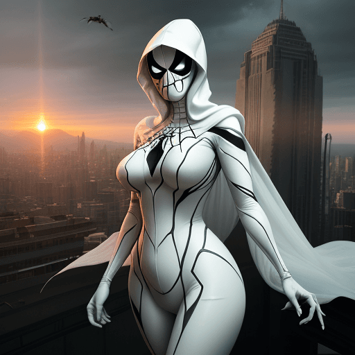 AI generated: Photo of a ultra realistic digital khloé kardashian smile as marvel ghost spider wearing ghost spide...