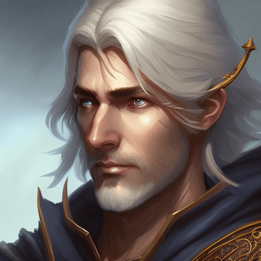 AI generated: dnd character portrait of a noble male aasimar bard with azata ancestry, fantasy concept art, dnd ch...