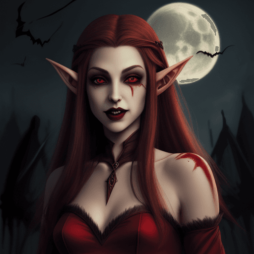AI generated: half-elf female vampire
