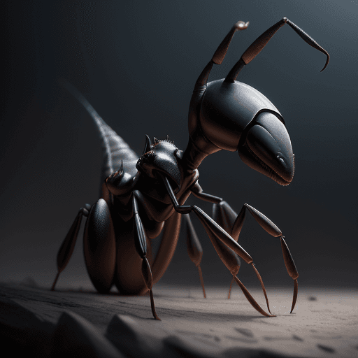 AI generated: A cartoon image, full body, evil ant Good appearance, but with some detail that represents evil, a h...