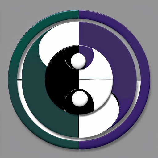 AI generated: A basic simple logo that looks like Yin and Yang that is easy to reproduce with green and purple et ...