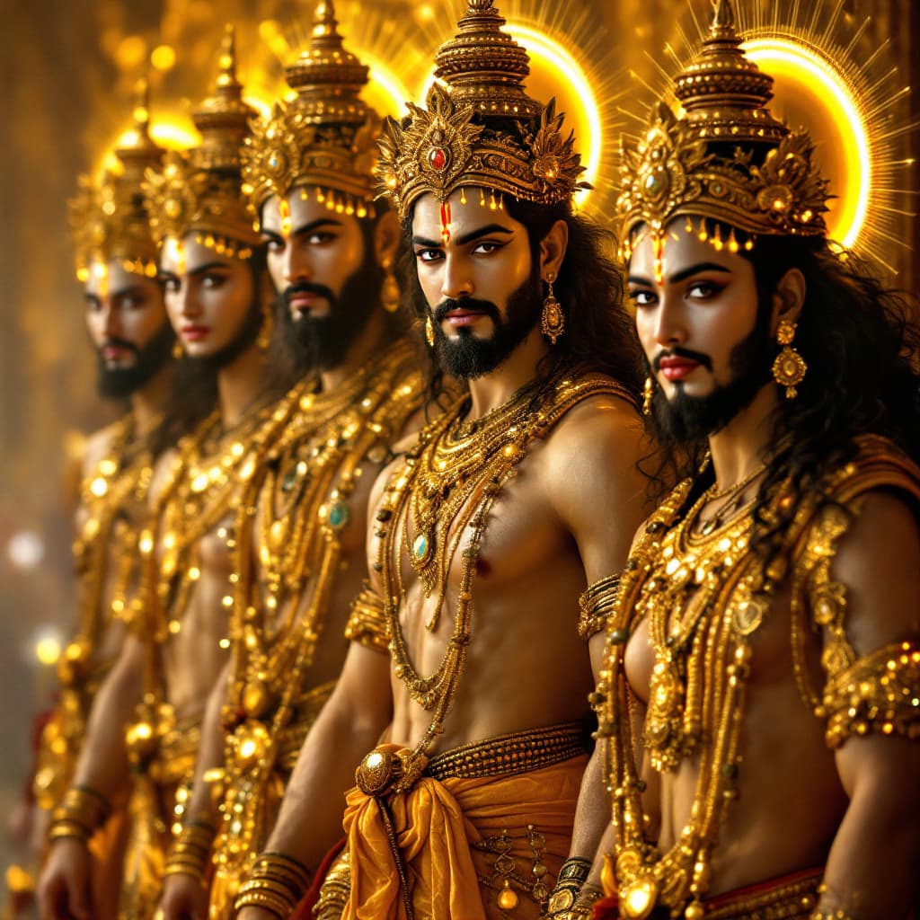 AI generated: Devas depicted as majestic celestial beings with tall, graceful physiques, glowing radiant skin, ser...