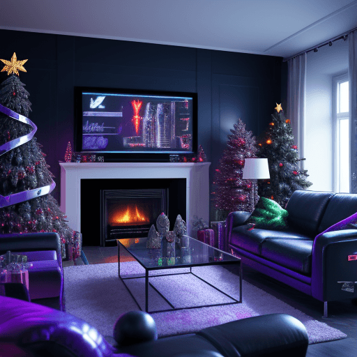 AI generated: Image cyber punk futurism Christmas living room


