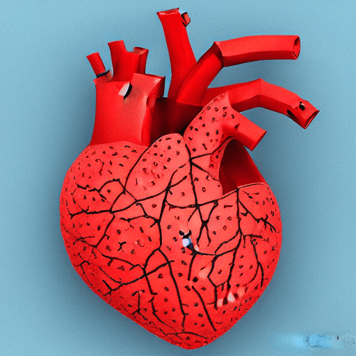 AI generated: Papercraft, anatomical human heart, low poly, paper sculpture, without veins, sandstone texture, hig...