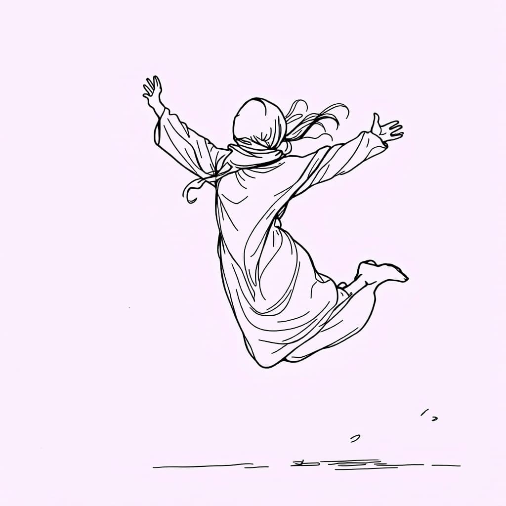 AI generated: minimalist line art drawing of a Beautiful and cute and glamorous with a little hair not covered ,Mu...