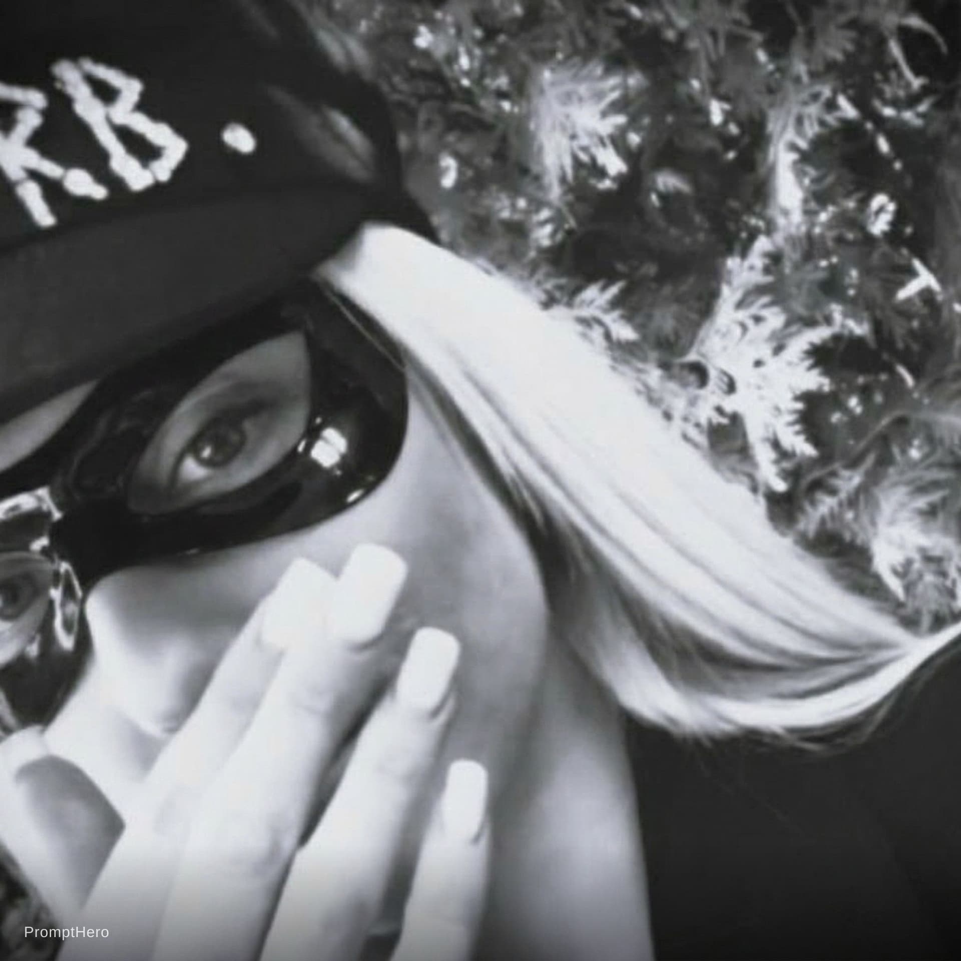 AI generated: put me a smal latex black super heroine mask

