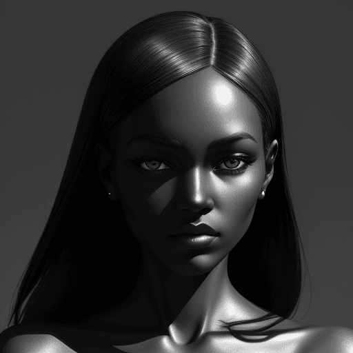 AI generated: a black and white photo of a woman with shadow., in the style of minimalist beauty, light bronze and...