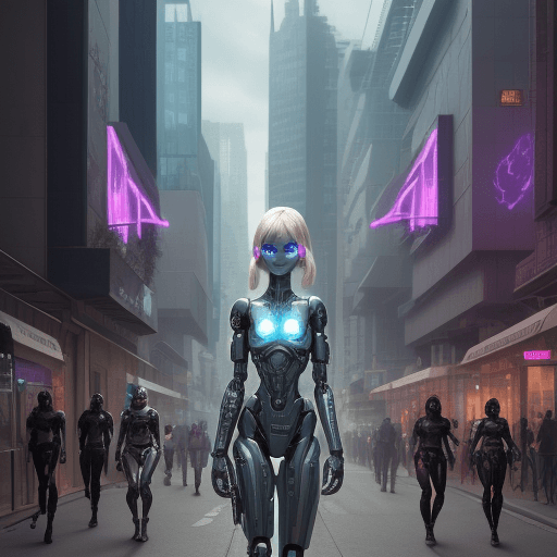 AI generated: girl cyborg figthem with aliens on street city futuruist
