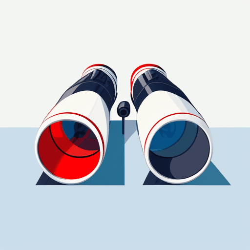 AI generated: A pair of modern binoculars in a flat vector illustration style. The binoculars have a sleek design ...