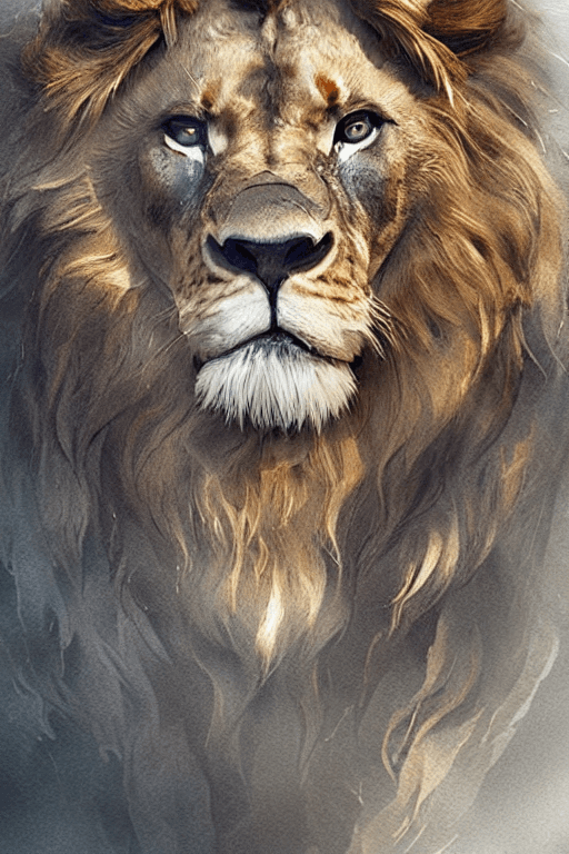 AI generated: 8k nanopunk illustration [lion],high resolution,realistic details, Watercolor, trending on artstatio...