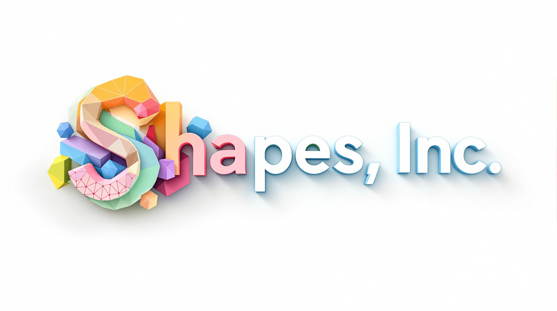 AI generated: Create a 3D geometric design featuring the name 'Shapes, Inc.' The design should form the letters of...