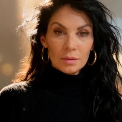 AI generated video: Woman stares at camera as light breeze flows moving her hair creating moving highlights, she gently ...