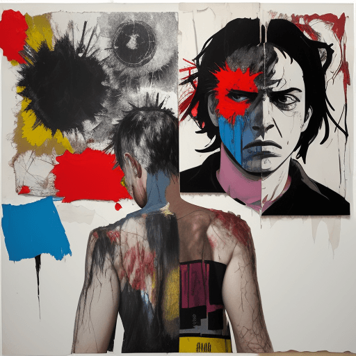 AI generated: Image reflecting anger and frustration about my friend's drug addiction, mixing pop art style with a...