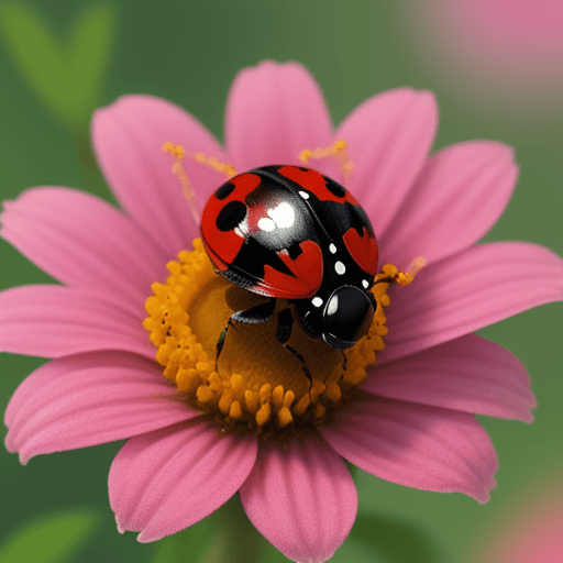 AI generated: ladybird on flower, heaven sunn flouers 