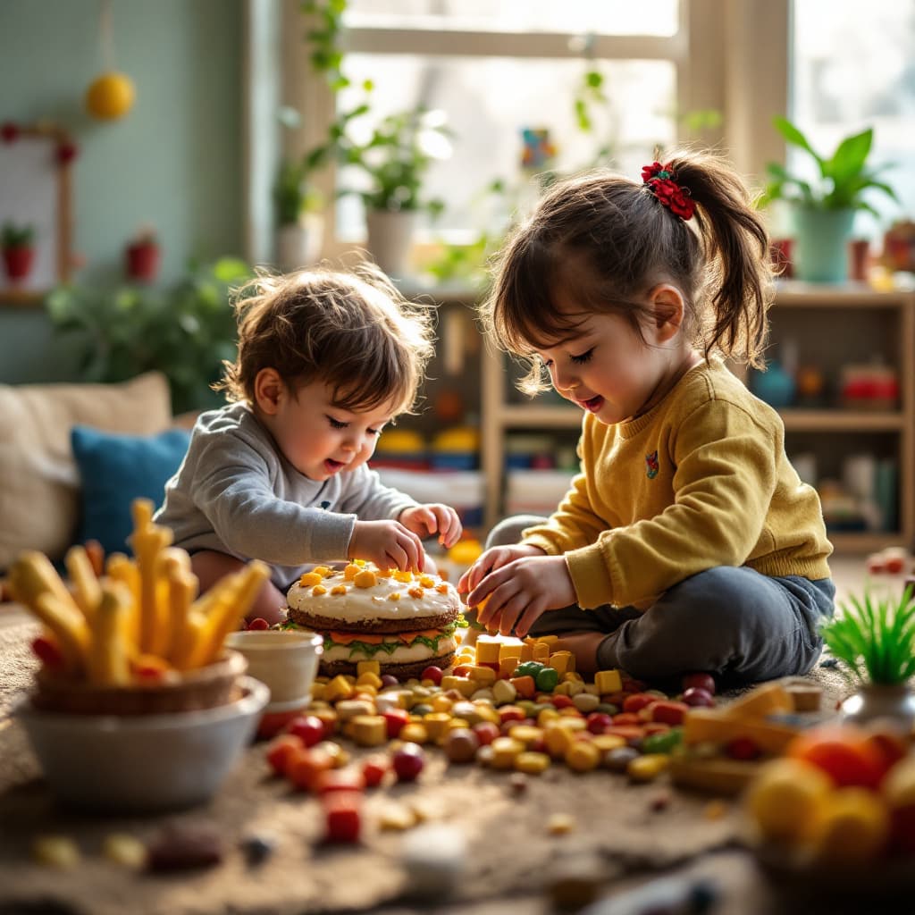AI generated: two children who are playing in the kindergarden
