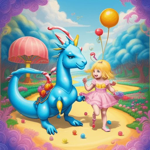 AI generated: Create a whimsical illustration depicting a FRIENDLY BLUE DRAGON, and a HAPPY YELLOW LLAMA exploring...