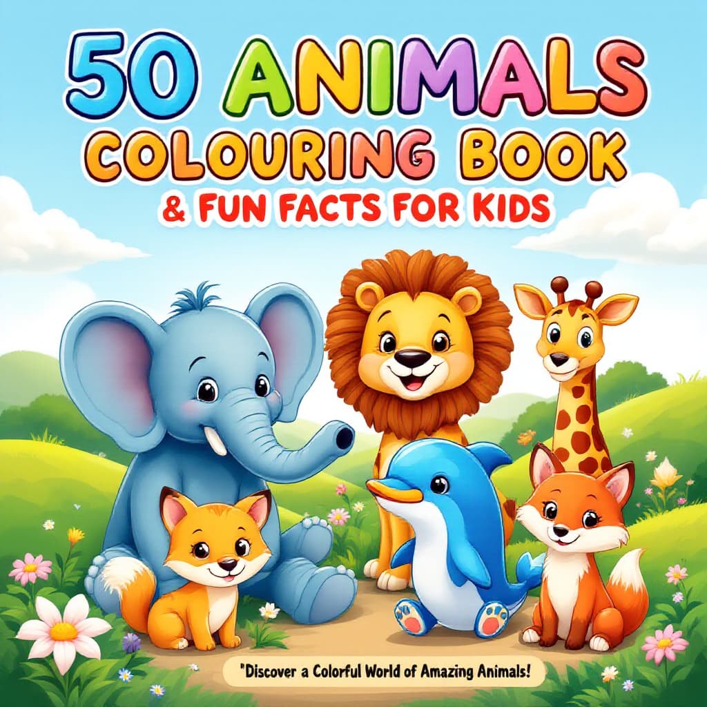 AI generated: A vibrant and engaging children's coloring book cover featuring a playful cartoon-style design. The ...