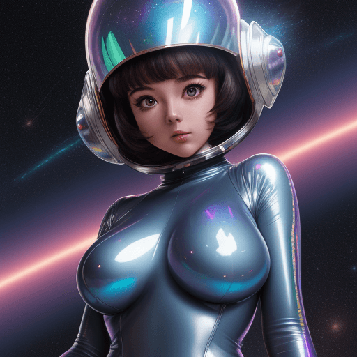 AI generated: a thicc mature , tight suit, Space shining helm of the 1960s surounded by Electro lasers and the ani...