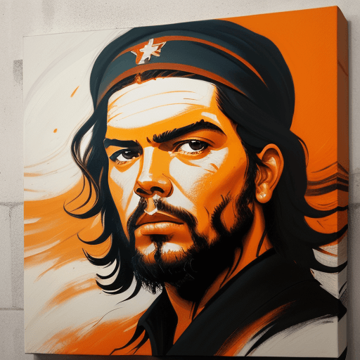 AI generated: a painting of che guevara portrait, in the style of fluid dynamic brushwork, textured canvas, gracef...