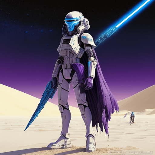 AI generated: Epic painting of an alien cyberpunk futuristic steampunk desert warrior in the style of Jean Giraud ...