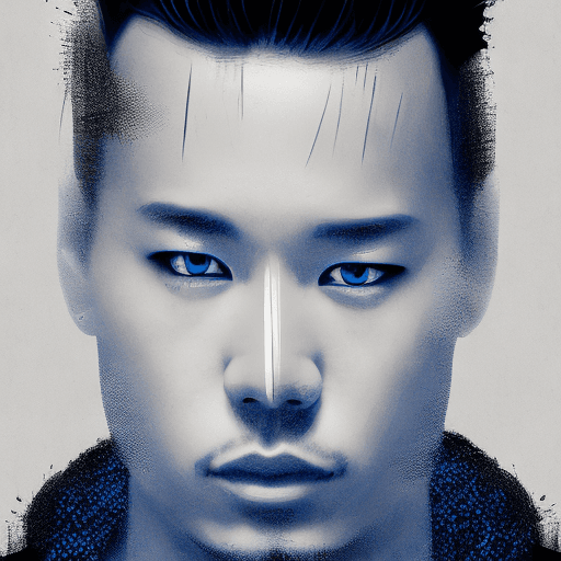AI generated: movie poster, male character in black, white and blue, in the style of yoh nagao, light-focused --ar...