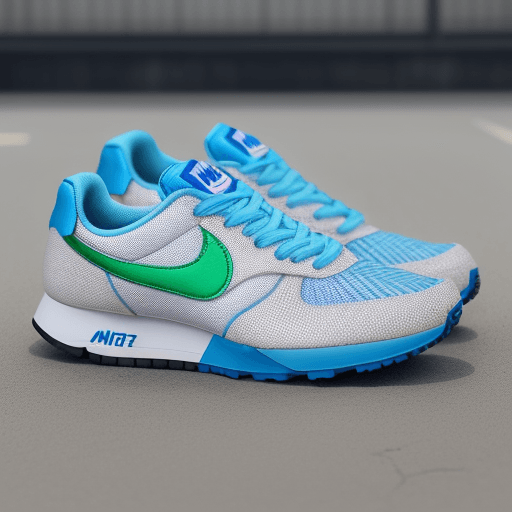 AI generated: 落叶散落在街道，形成极其逼真的nike鞋