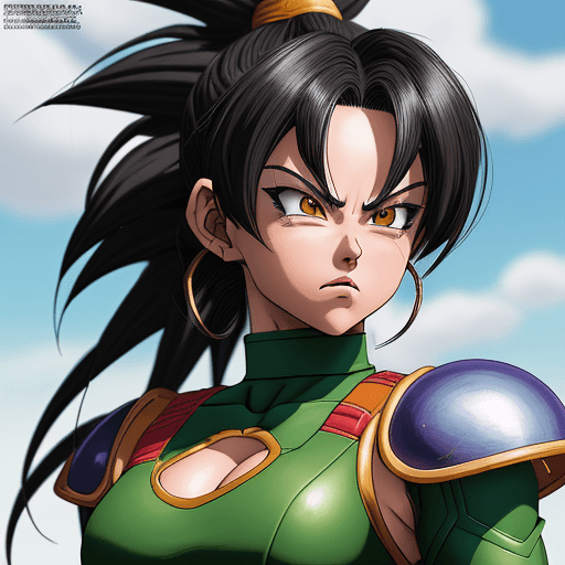 AI generated: a portrait of a single female character beautiful fierce Saiyan warrior from (((((Dragon Ball Z)))))...