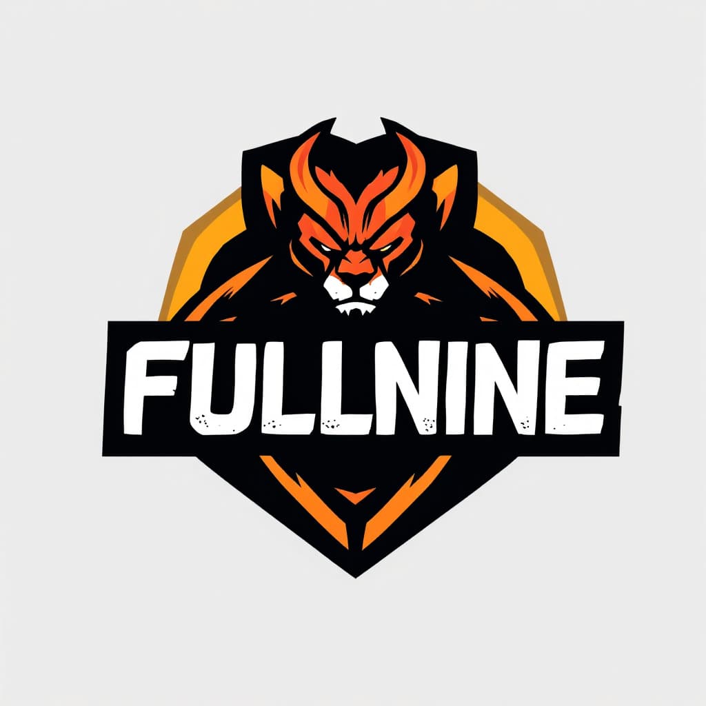 AI generated: logo for a gym with the name FullninE in the middle of the logo. The colors have to be black, orange...