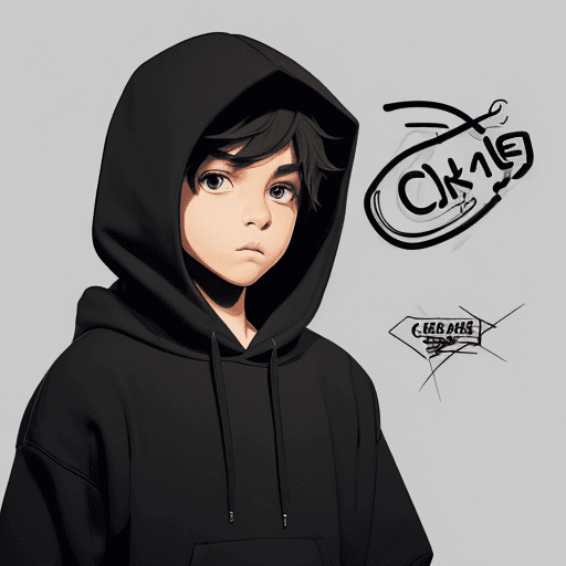 AI generated: Create, A boy character wearing black hoodie, simple, doodle, vector, design, 
