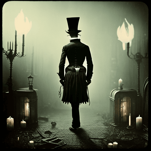 AI generated: autochrome of a creepy Jack the ripper, light leak, unreal engine, 8k, photo realistic, matte horror...
